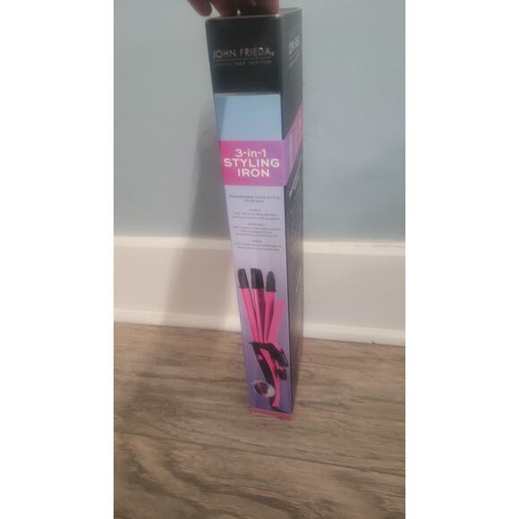 John Frieda 3-in-1 Styling Iron Curl Straighten Wave Pink Ceramic NIB - Picture 3 of 5